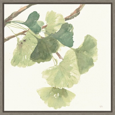 Amanti Art Gingko Leaves I Light by Chris Paschke Framed Canvas Wall Art