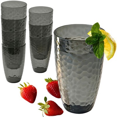 Kate Aspen Plastic Tumblers Set of 8 – Acrylic Cups - BPA-Free Reusable Drinkware in Different Colors & Designs