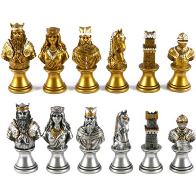 WorldWise Imports Chess Pieces- Camelot Busts Resin Chess Pieces