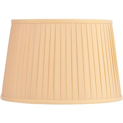 Springcrest Mapo 14" Top x 17" Bottom x 11" High x 11" Slant Lamp Shade Replacement Large Yellow Drum Traditional Fabric Softback Washer Harp Finial