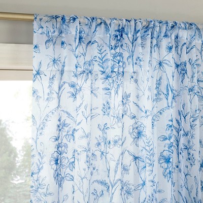 No. 918 Sheer Ambree Vintage Floral Rod Pocket Curtain Panel