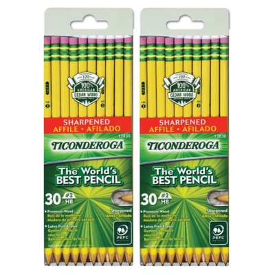 Ticonderoga No. 2 Pencils, Pre-Sharpened, 30 Per Pack, 2 Packs
