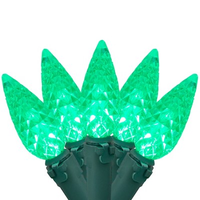 Northlight LED Faceted C6 Christmas Lights - Green - 23' Green Wire - 70ct
