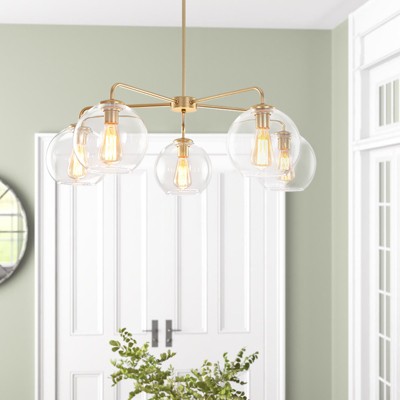 Rennnsan Orvani 33" W 5 -Light Glass Dimmable Contemporary Bubble Chandelier in Gold & Black