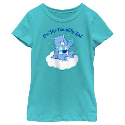 Girl's Care Bears Christmas Grumpy Bear On the Naughty List T-Shirt