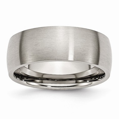 Black Bow Jewelry Titanium 8mm Brushed Domed Comfort Fit Band