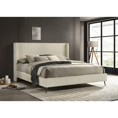 King Size Platform Bed with Upholstered Headboard for Bedroom