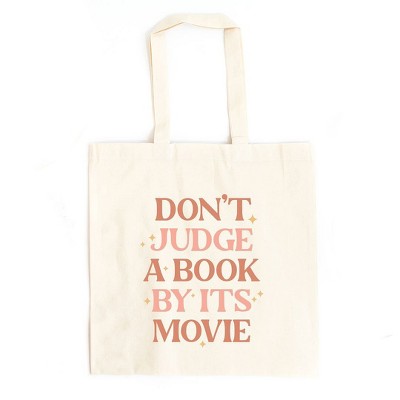 City Creek Prints Don't Judge A Book By It's Movie Canvas Tote Bag - 15x16 - Natural