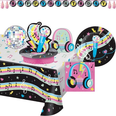 Creative Converting Birthday Beats Disco Party Tableware and Decor Set 27ct