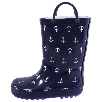 Hudson Baby Infant Boy Rain Boots, Navy Anchors
