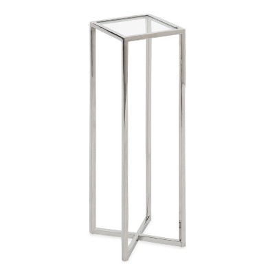 Kate and Laurel Jaspur Square Metal Drink Table, 7x7x21, Silver