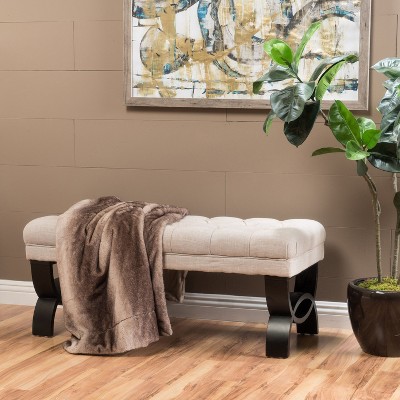 NicBex 40.75 Inch Ottoman Bench with Storage Modern Linen Bench with Tufted Top and Wooden Legs for Living Room, Bedroom, Entryway