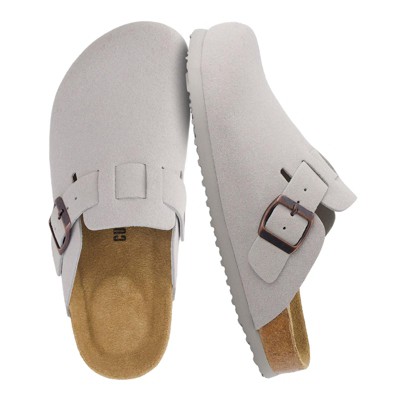 CUSHIONAIRE Hana Womens Clogs | Comfortable Vegan Suede Clogs for Women | Slip On Potato Shoes with Cork Footbed & Arch Support | Memory Foam