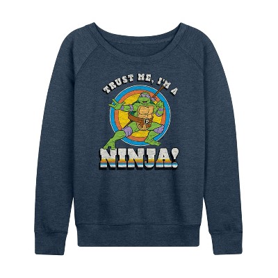 Women's - Teenage Mutant Ninja Turtles - Trust Me, I'm A Ninja Lightweight French Terry Wide Neck Long Sleeve Graphic Shirt