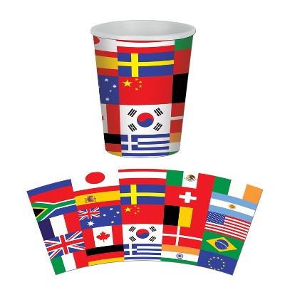 Beistle International Flag Beverage Cups, 9 Oz, 3 packs of 8 cups (24/Pkg) Multicolored