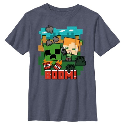 Boys Minecraft Alex and Creeper Boom T Shirt