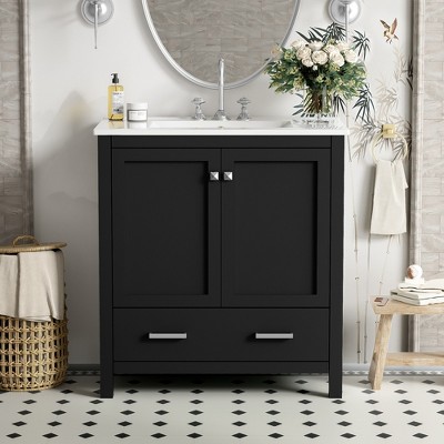 ChicFurnit 24/30/36 Inch Bathroom Vanity with Sink Freestanding Storage Cabinet with Soft Close Doors Function Storage for Bathroom, 18.3"*24"*33.9"