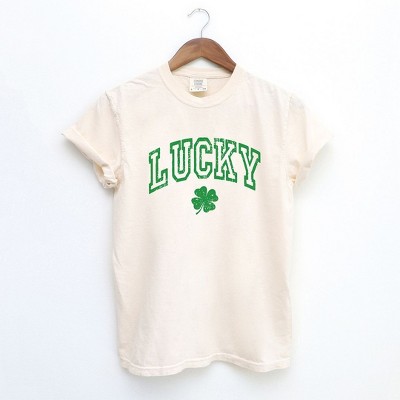 Simply Sage Market Women's Lucky Clover Distressed Short Sleeve Garment Dyed Tee