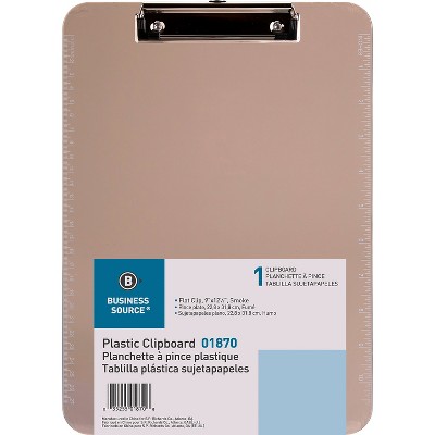 Business Source Clipboard Plastic w/Flat Clip 9"x12" Smoke 01870
