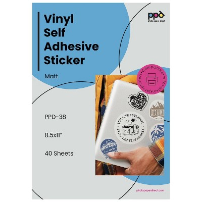 PPD Matte Vinyl Sticker Paper 8.5x11" 40 sheets for Inkjet Printers