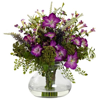 Nearly Natural Large Mixed Morning Glory with Vase