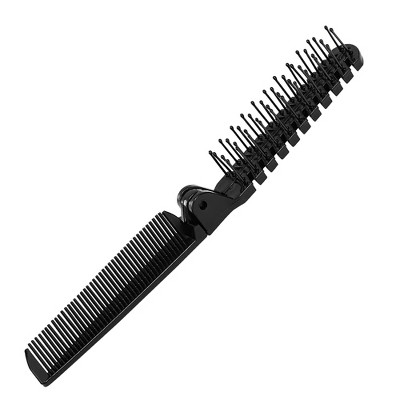 Unique Bargains Women's Travel Plastic Dual Head Toothed Foldable Hairdressing Hair Comb Brush 1 Pc
