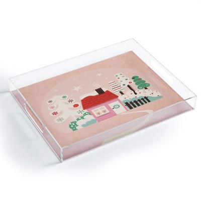Showmemars Festive Winter Hut in pink Acrylic Tray -Deny Designs