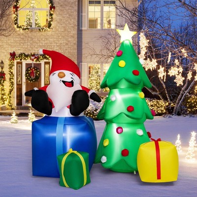 Costway 7 FT Inflatable Christmas Lighted Santa Claus & Christmas Tree with Gift Boxes