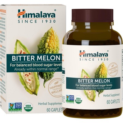 Himalaya Organic Bitter Melon for Balanced Blood Sugar Support, 660 mg, 60 Caplets, 1 Month Supply