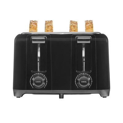 Proctor Silex Four Slice Toaster - Black: 1300W, Bagel & Toast Functions, Plastic, 1-Year Warranty
