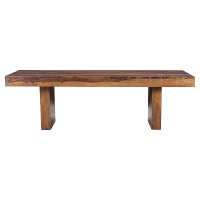 Solid Sheesham Wood 60" Cube Bench - Timbergirl: Sturdy Entryway Furniture, Iron Frame, Seats 3