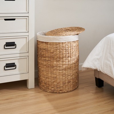 FONTOI Woven Wicker Multi-Use Storage Basket with Removable Liner, Laundry Basket, Laundry Baskets for Towel, Toys, Natural & Brown, 15"*20"*15"