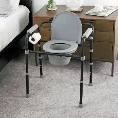 Able Life Universal Bedside Commode, Extra Wide 3-in-1 Toilet Rail, Shower Chair & Portable Commode Chair