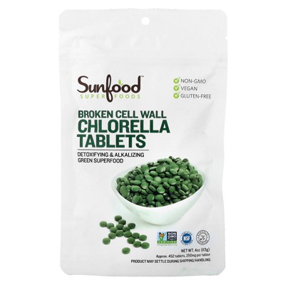 Sunfood Broken Cell Wall Chlorella Tablets, 452 Tablets, 4 oz (113 g)