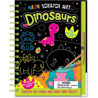 Neon Scratch Art Dinosaurs - by  Connie Isaacs (Hardcover)