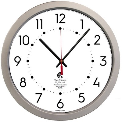 14.5" Contemporary Large Decorative Wall Clock Silver - The Chicago Lighthouse: Modern Round Analog, Indoor Use