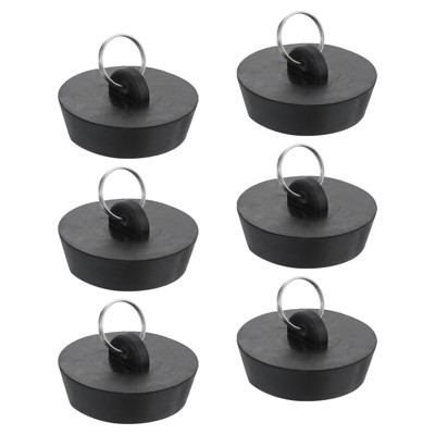 Unique Bargains Rubber Flexible Bathtub Sink Drain Stoppers with Hanging Ring 6 Pcs