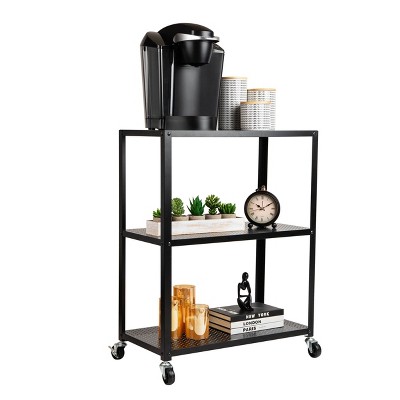 Mind Reader 3-Tier Rolling Cart Microwave Stand Metal