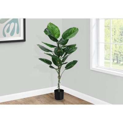 Artificial Plant, 54" Tall, Dieffenbachia Tree, Indoor, Faux, Fake, Floor, Greenery, Potted, Real Touch, Decorative, Green Leaves, Black Pot
