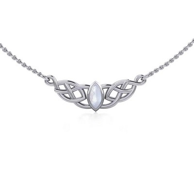 Slickblue Sterling Silver Moonstone Pendant Necklace – Celtic Knot Design, Irish-Inspired Jewelry with 18" Chain