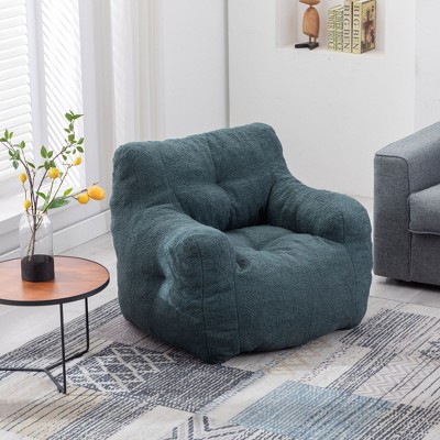 NicBex Classic Teddy Fabric Bean Bag Chair, Comfy Ergonomic Lazy Sofa with Memory Foam for Dorm, Living Room, Bedroom, Green