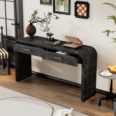 Console Table With 2 Drawers, Elegant Vintage Console Table, Sturdy Stable Entryway Sofa Table, Easy To Assemble For Living Room