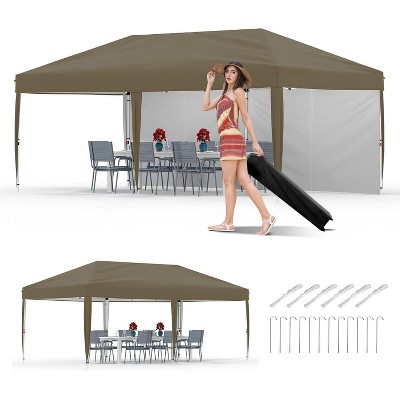 10'x20' Heavy Duty Commercial Canopy Tent, UV & Waterproof Instant Shelter with 2 Sidewalls, Includes Carry Bag, 4 Weight Bags, 8 Stakes, 6 Ropes