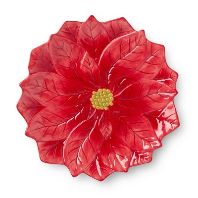 Certified International Winter Blooms 3D Poinsettia Platter
