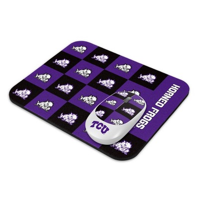 NCAA TCU Horned Frogs Mouse and Mousepad Set: USB-A Connection, Wireless Radio Frequency