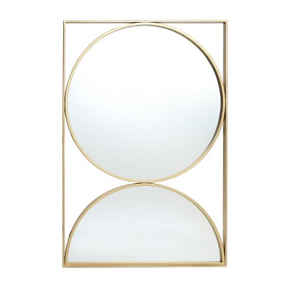 LuxenHome Gold Hourglass Frame Metal Modern Accent Wall Mirror