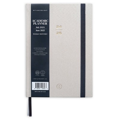 Wit & Delight 2024-25 Weekly/Monthly Academic Planner 8.75"x6.25" Linen Book Bound Cream: Agenda & Calendar Book