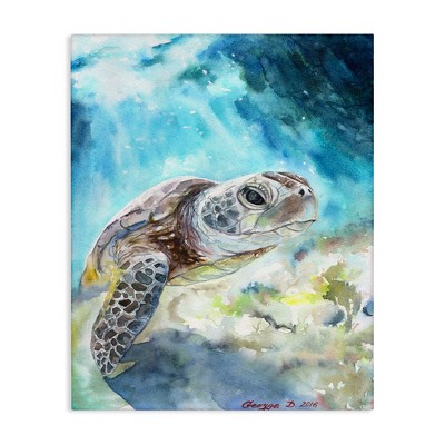 Stupell Industries Sea Turtle Ocean Watercolor Canvas Wall Art