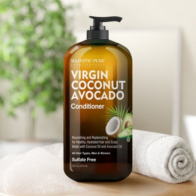 Majestic Pure Avocado Coconut Conditioner for Dry & Damaged Hair - Sulfate Free, 16 Fl Oz