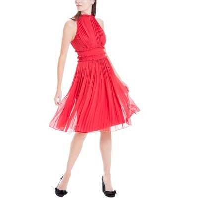 Max Studio London Womens Fan Pleat A-line Dress